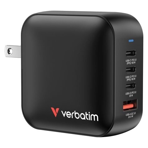 Verbatim Mini GaN Ladegert 100W 4 Port US/EU/UK ADP