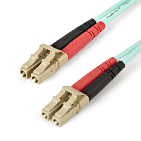 STARTECH Aqua OM4 Duplex Multimode Fiber - 1m / 3 ft - 100 Gb - 50/125 - OM4 Fiber - LC to LC Fiber Patch Cable (450FBLCLC1)