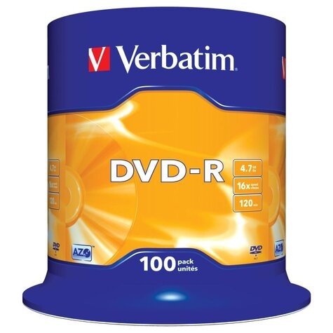 Verbatim Verbatim 1x100 Verbatim DVD-R 4,7GB 16x Speed, matt silver