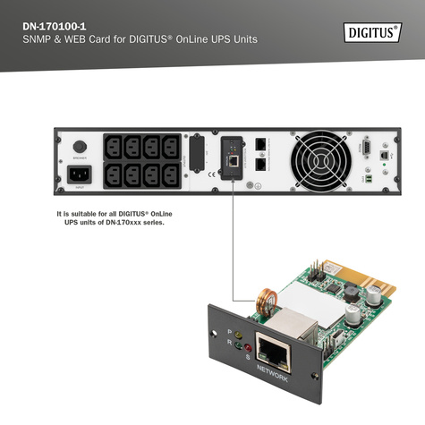 DIGITUS SNMP-kaart V2.0, voor DIGITUS OnLine USV-installaties DN-170xxx