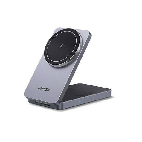 Ugreen W528 Magnetic Wireless Charger 2-in-1 Ladestation fuer Qi?fhige Gerte faltbar grau