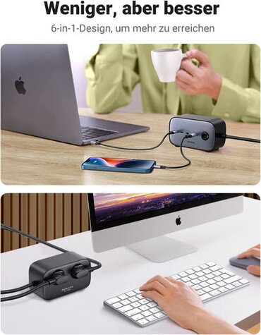 Ugreen DigiNest Cube Power Strip (3 AC outlets + 65W 2A2C)