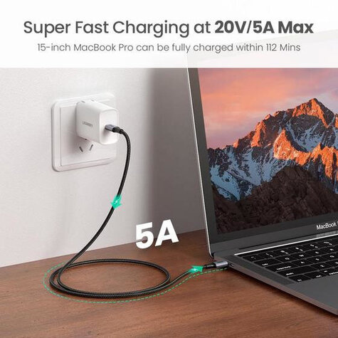 Ugreen Ladekabel USB-C zu USB-C 100W Braided schwarz 2m