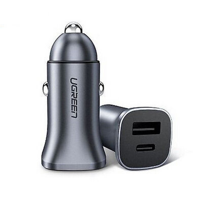 Ugreen USB-C PD+USB-A QC 24W Fast Car Charger Gray