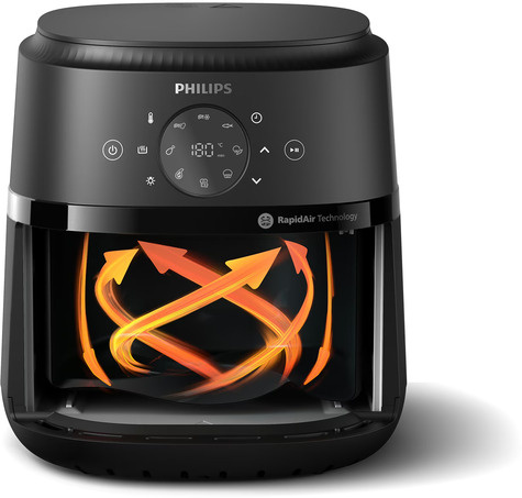 Philips Airfryer 4.2L Window Single Pan RapidAir Digital black body/silver