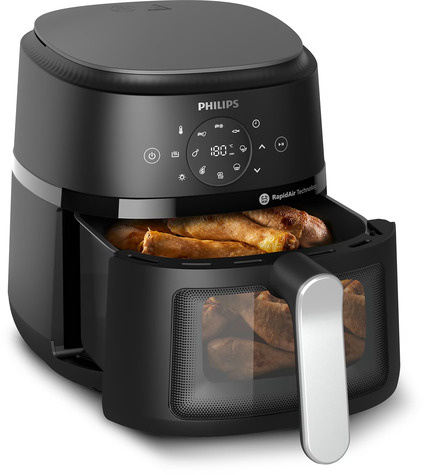 Philips Airfryer 4.2L Window Single Pan RapidAir Digital black body/silver