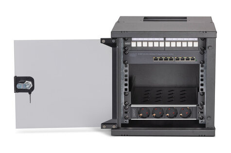 DIGITUS 10" netwerkset, 6U wandbehuizing en accessoires, zwart SOHO Pro-versie, niet gemonteerd