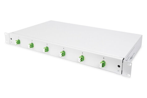 DIGITUS Glasvezel lasdoos, gemonteerd, 6x LC DX, OS2, APC incl. splice cassette, vlechten, koppelingen