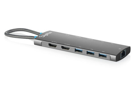 DIGITUS USB-C-dockingstation, 11 poorten 2x HDMI, 5x USB 3.2 Gen 1, 2x USB 2.0, 1x RJ45, 1x PD