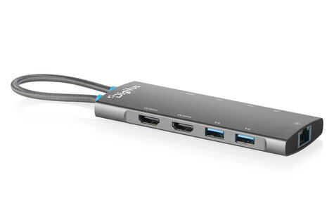 DIGITUS USB-C Docking Station, 9-Port, 2x HDMI, USB, RJ45