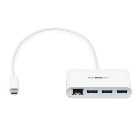 STARTECH 3-poorts USB 3.0 Hub met Gigabit Ethernet - USB-C - wit - Hub - 3 x SuperSpeed USB 3.0 + 1 x 10/100/1000