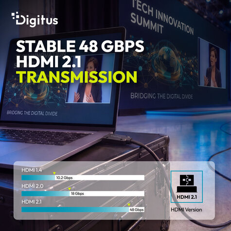 DIGITUS Gepantserde HDMI AOC-verbindingskabel, type A M/M, 20 m, Ultra HD, 8K@60 Hz, goud, bw