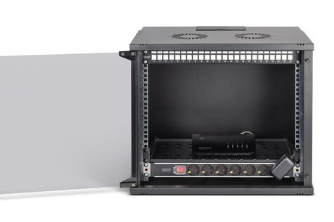 DIGITUS 19" netwerkset, 9U wandbehuizing en accessoires, zwart SOHO Pro-versie, niet gemonteerd
