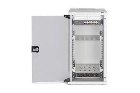 DIGITUS 10" netwerkset, 12U wandbehuizing en accessoires, gr SOHO Pro-versie, niet gemonteerd