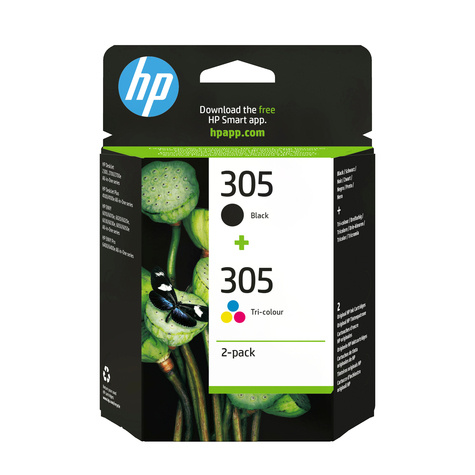 HP HP 305 - 2 - zwart, kleur (cyaan, magenta, geel) - origineel - blister - inktcartridge - voor Deskjet 23XX, 27XX, 28XX, 41XX, 42XX, DeskJet Plus 41XX, ENVY 60XX, 64XX, ENVY Pro 64XX