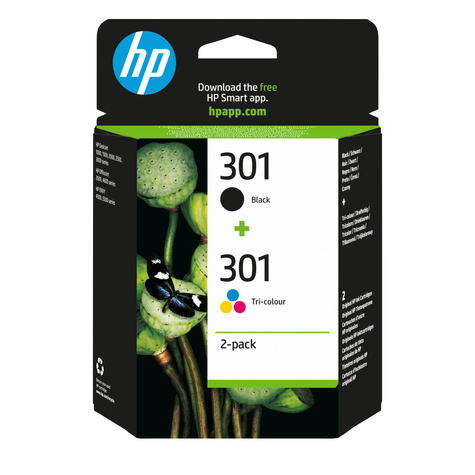 HP 301 - 2 - zwart, kleur (cyaan, magenta, geel) - origineel - inktcartridge
