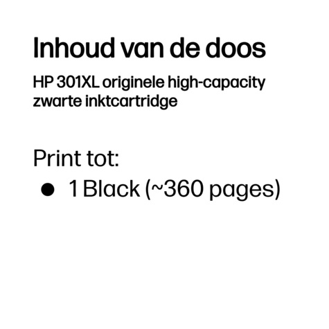 HP 301XL - hoog rendement - zwart - origineel - inktcartridge