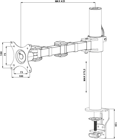 Iiyama DS1001C-B1 bevestigingskit - instelbare arm - voor Beeldscherm - zwart