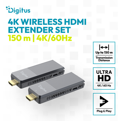 DIGITUS Draadloze HDMI Extender Set tot 150m 4K/60Hz