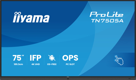 Iiyama 75iWIDE IFP 40-Points Bonded DeepContrast IR? Screen OS-free 3840 x2160 4K UHD IPS panel LED Bl.