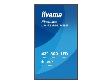 Iiyama Iiyama 43iWIDE LCD 3840 x 2160 4K UHD VA panel IP5X (Front) Fan-less SpeakersHDMI(2x) USB-C(DP-Alt 15 Watt)