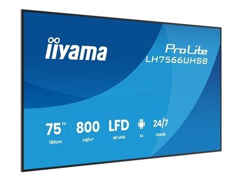 Iiyama 75" 3840x2160 UHD VA VESA Mount 800x800