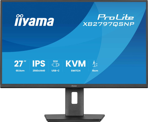 Iiyama 27'' IPS QHD 75Hz puertos y KVM Pro Max