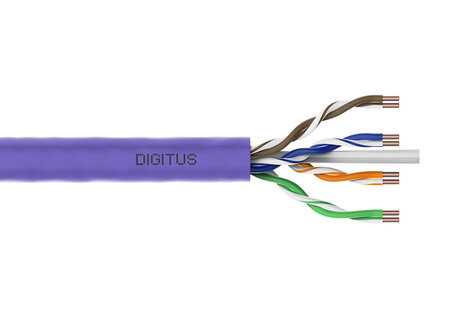 DIGITUS CAT 6 U-UTP-datakabel - installatiekabel, 250 MHz Dca (EN 50575), AWG 23/1, haspel van 500 m, Sx, paars