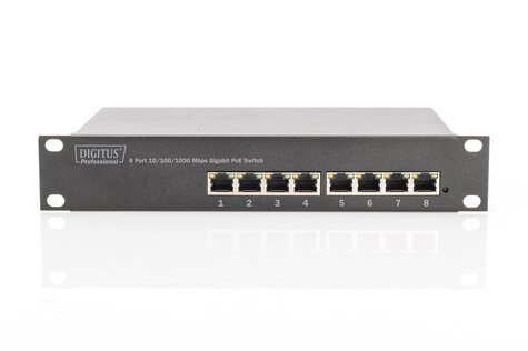 DIGITUS Switch Switch 8-Port  10" 80 W Gigabit Ethernet PoE