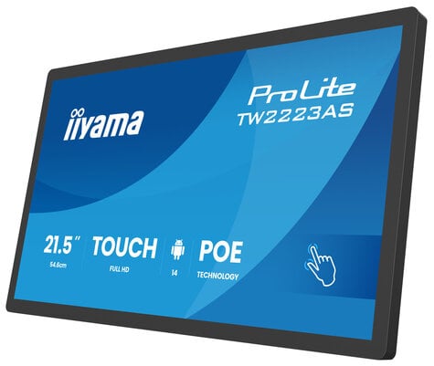 Iiyama 21.5i LCD Panel-PC with Android and PoE Projective Capacitive BezelFree 10-Points Touch Screen 1920 x 1080 IPS panel Flat Bezel Free GlassFront Speakers USB-C V