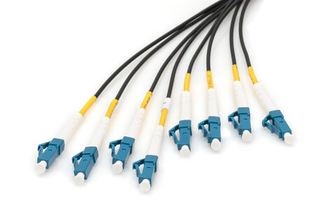 DIGITUS Breakout kabel 8 vezels, SM G.657.A1 LC/UPC-LC/UPC, universeel, kleur: zwart, 150m