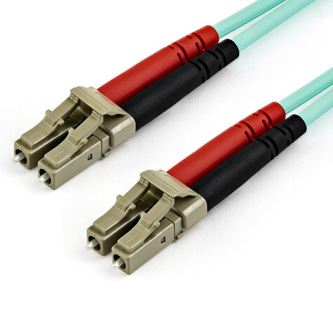 STARTECH 10 m OM4 LC to LC Multimode Duplex Fiber Optic Patch Cable- Aqua - 50/125 - Fiber Optic Cable