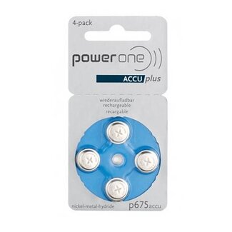 PowerOne Oplaadbare hoorbatterijen P675 Blauw accuplus Ni-MH 4 stuks