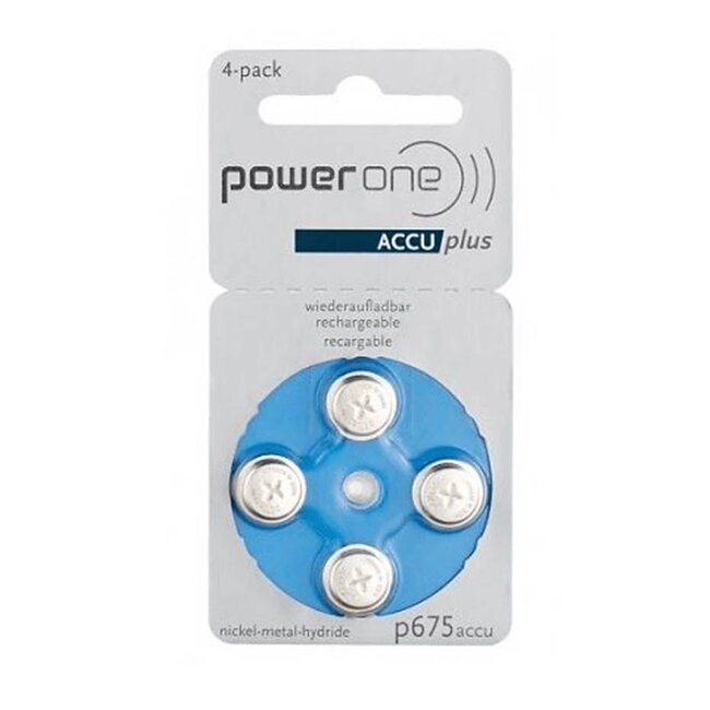 PowerOne 4 stuks P675 Blauw PowerOne oplaadbare hoorbatterijen accuplus Ni-MH