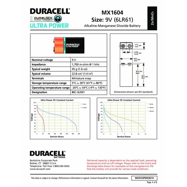 Duracell Batterij Plus Power 9v / 6LR61 blister 1
