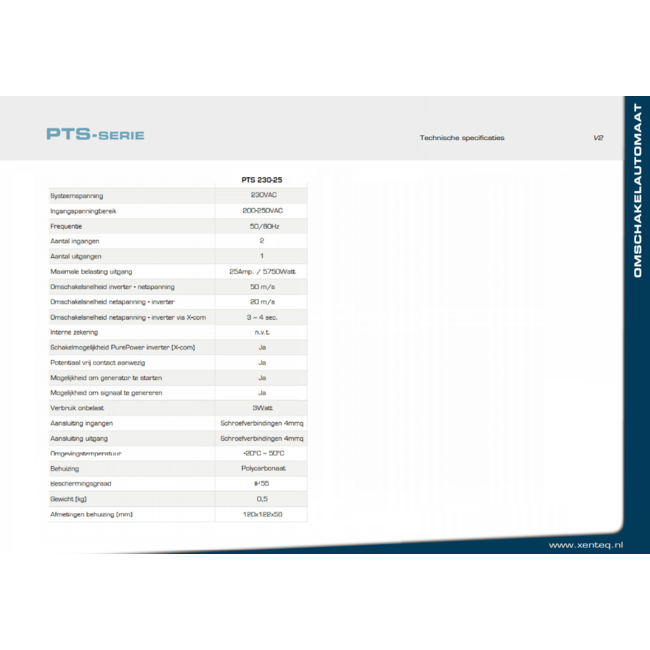 Xenteq Omschakelbox PTS 230-25 inverter / netspanning