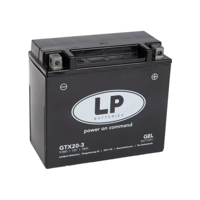 Landport (LP) LTX20-3 motor GEL accu 12 volt 20,0 ah (51801 - GTX20-3)