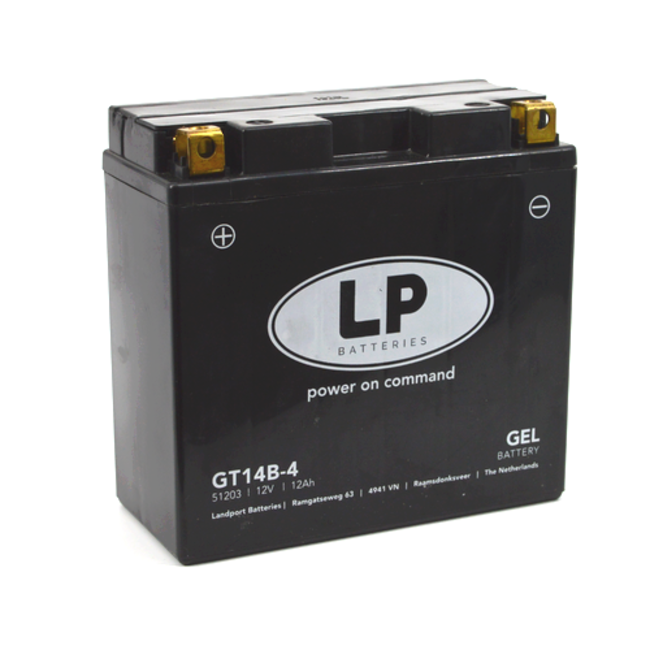 Landport (LP) LT14B-4 motor GEL accu 12 volt 12,0 ah (51203 - GT14B-4)