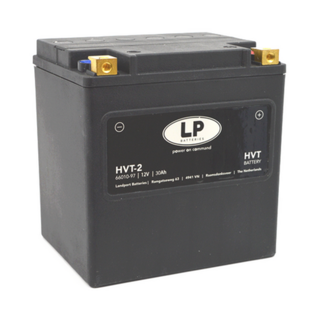 Landport (LP) HVT-2 Harley accu AGM 12 volt 30 ah (MH HVT-2) met de + rechts voor