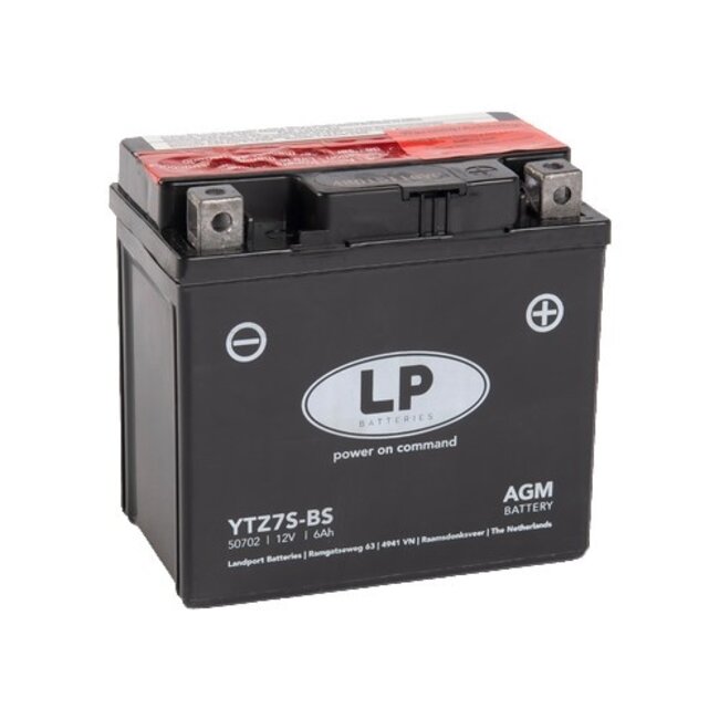 Landport (LP) LTZ7S-BS 12 volt 6,0 ah AGM motor accu (50702 - YTZ7S-BS)