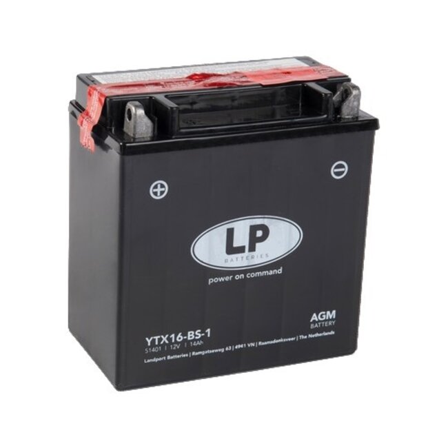 LP YTX16-BS-1 12 volt 14,0 ah AGM motor accu (51401 - MA LTX16-BS-1)