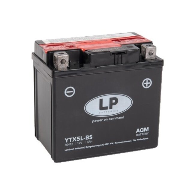 Landport (LP) LTX5L-BS 12 volt 4,0 ah AGM motor accu (50412 - YTX5L-BS)