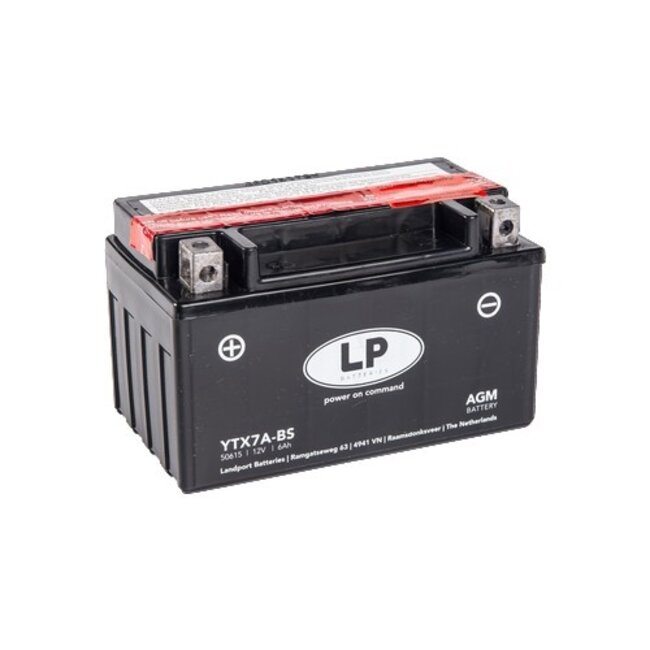Landport (LP) LTX7A-BS 12 volt 6,0 ah AGM motor accu (50615 - YTX7A-BS)