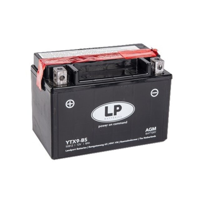 Landport (LP) LTX9-BS 12 volt 8,0 ah AGM motor accu (50812 - YTX9-BS)