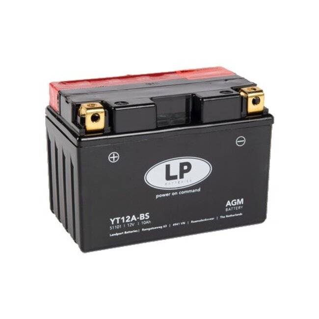 Landport (LP) LT12A-BS 12 volt 10,0 ah AGM motor accu (51101 - YT12A-BS)