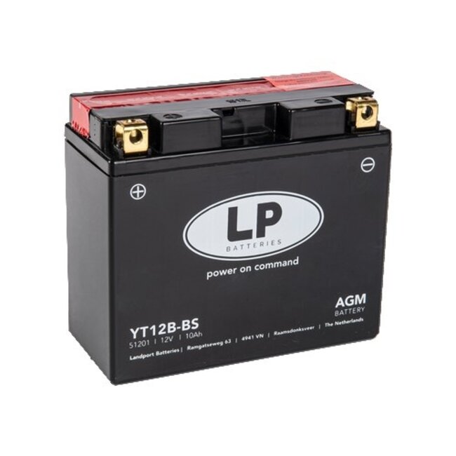 Landport (LP) LT12B-BS 12 volt 10,0 ah AGM motor accu (51201 - YT12B-BS)