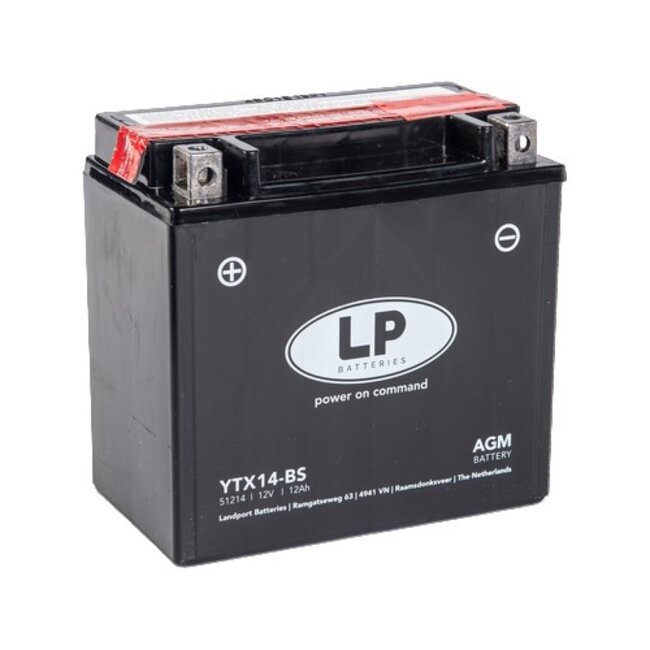 Landport (LP) LTX14-BS 12 volt 12,0 ah AGM motor accu (51214 - YTX14-BS)