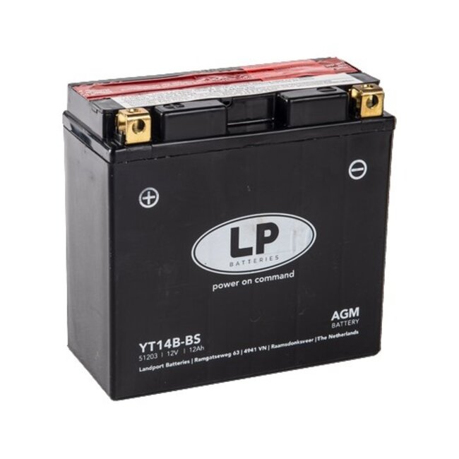 LP YT14B-BS 12 volt 12,0 ah AGM motor accu (51203 - MA LT14B-BS)