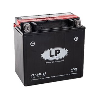 LP YTX14L-BS 12 volt 12 ah AGM motor accu (51205- MA LTX14L-BS)