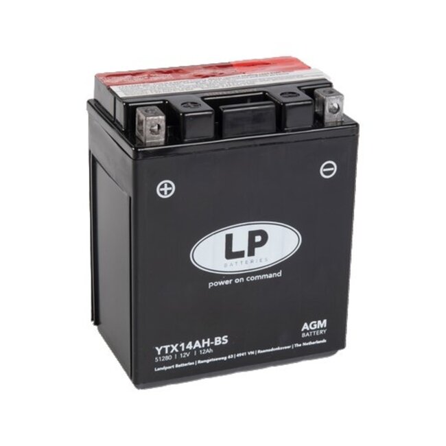 LP YTX14AH-BS 12 volt 12,0 ah AGM motor accu (51280- MA LTX14AH-BS)